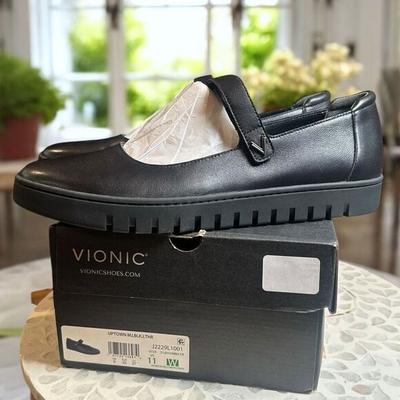Vionic Uptown Leather Mary Jane Flats Comfort Shoes Women’s Size 11 W New in Box - Picture 3 of 14